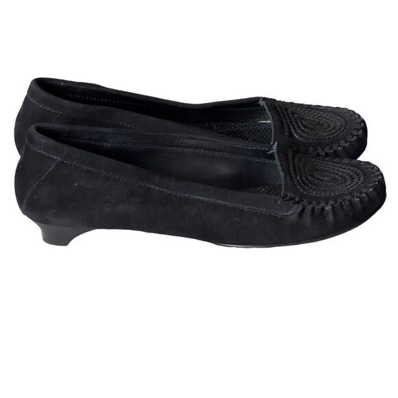 Via Spiga Black Suede Spiral Sequin Moccasin Loafers Size 6M - Picture 3 of 16